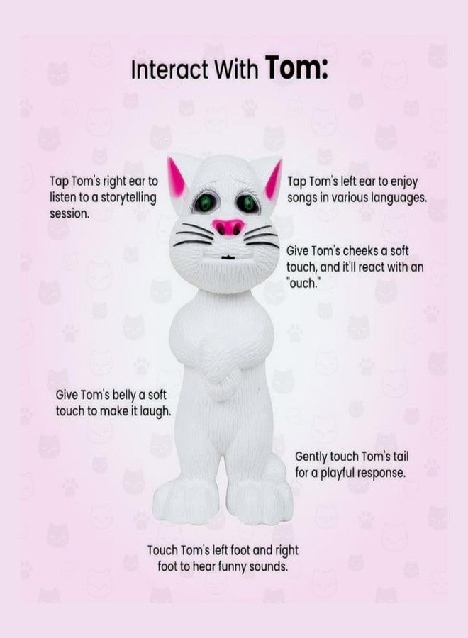 BRAVIADECOR Bravia Interactive Talking Tom Cat Toy for Kids, Voice Repeat, Story & Music Features, White Colour, 3+ Years, Multi Functions, Color As per Stock, Model- 11 - Image 5